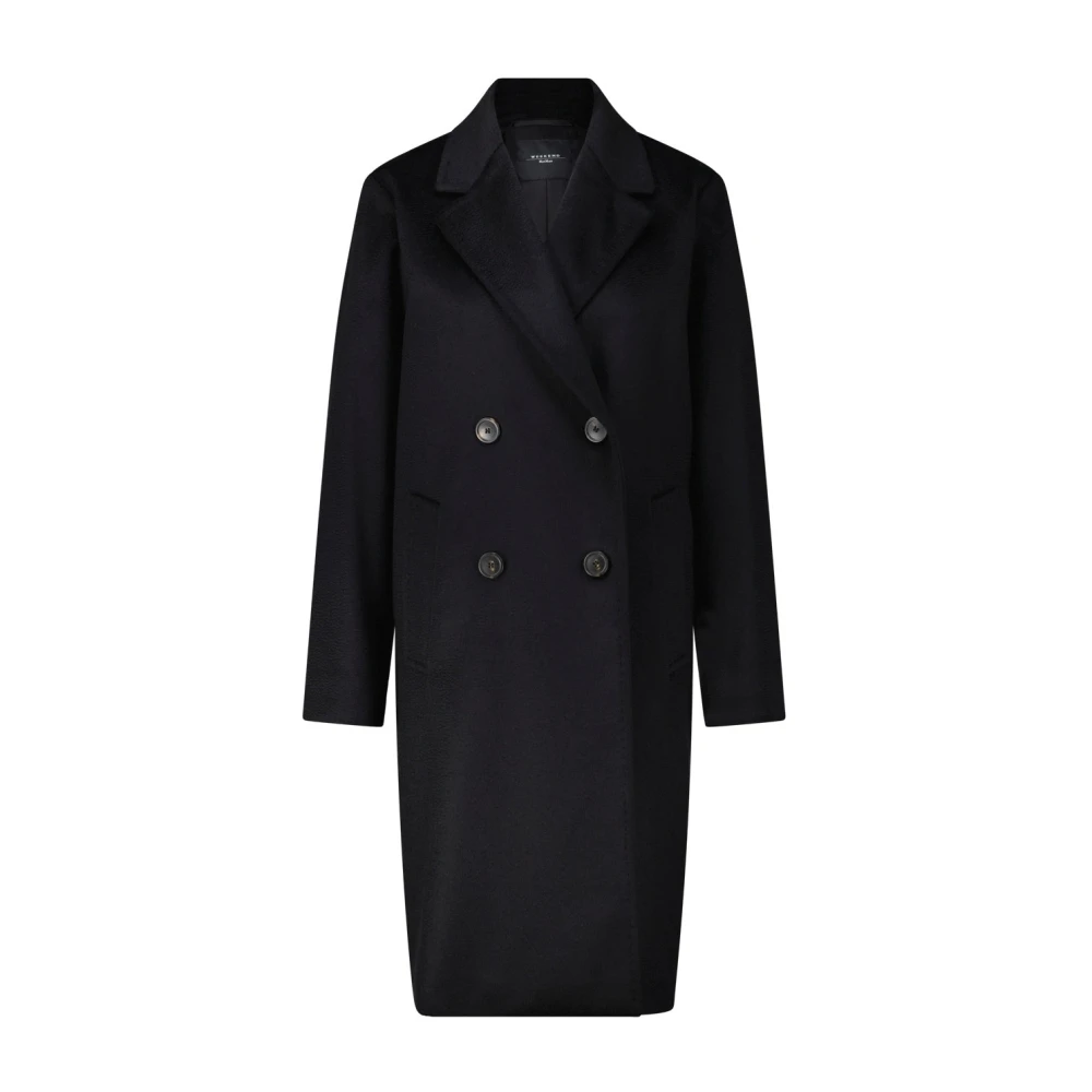 Max Mara Wollen jas met elegante revers Black Dames