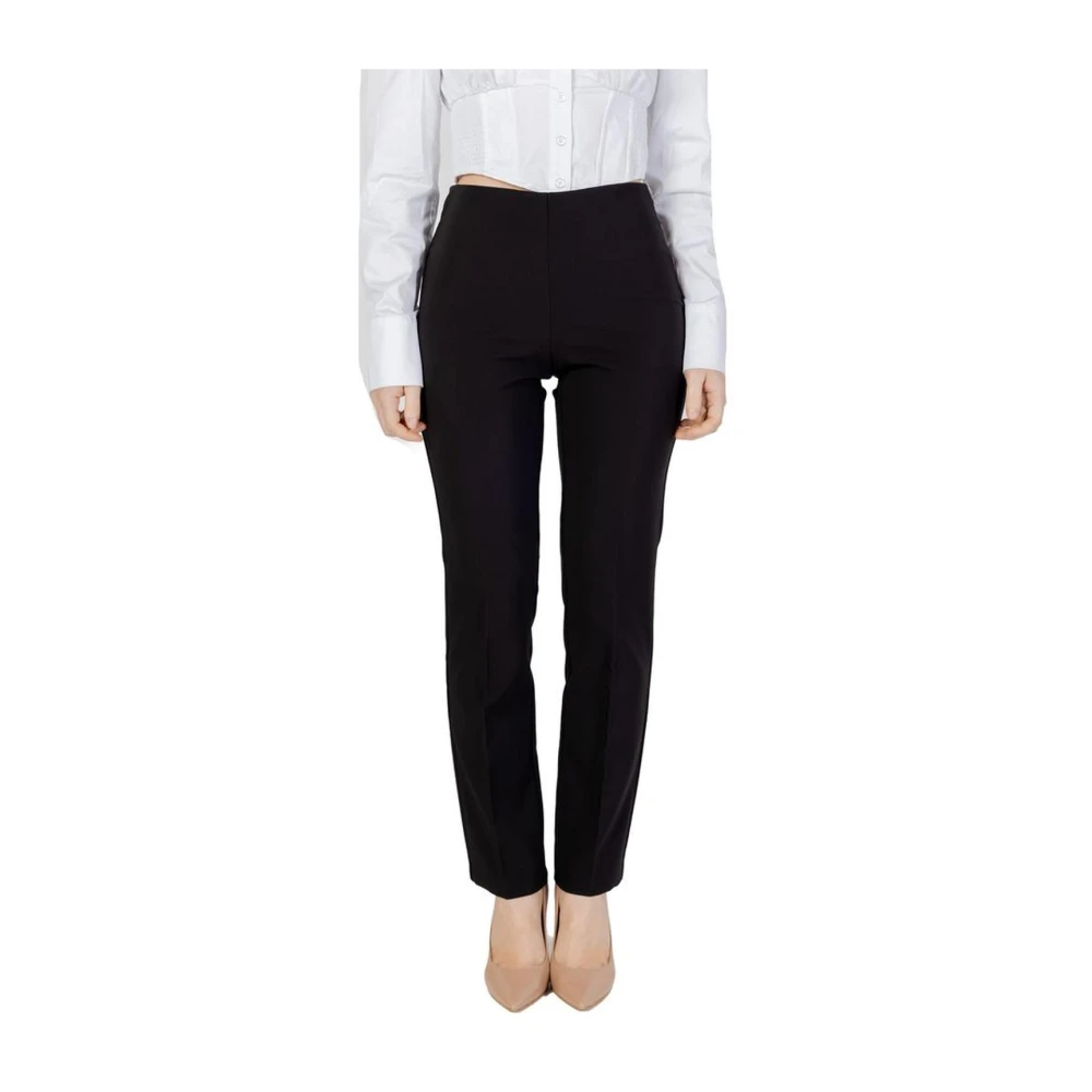 Sandro Ferrone Reguliere polyester broek met elastaan Black Dames