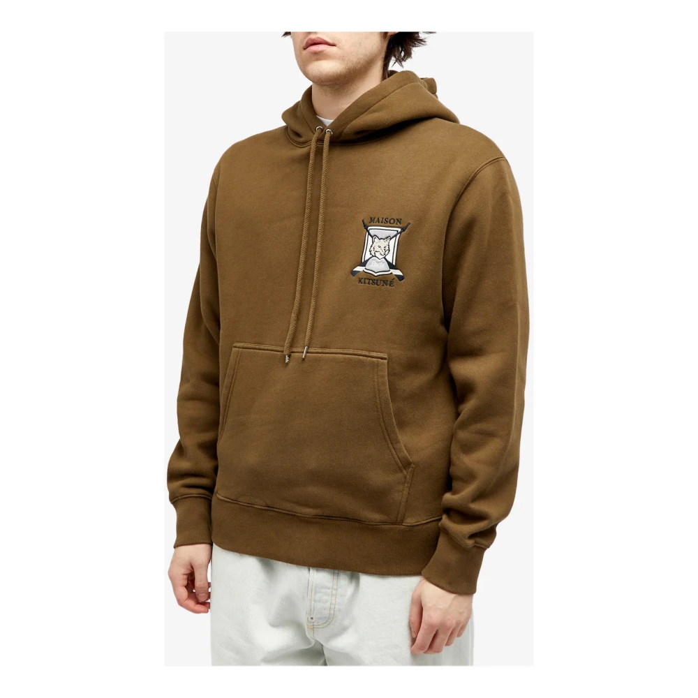 Maison Kitsuné Vos Logo Hoodie Khaki Sweatshirt Green Heren