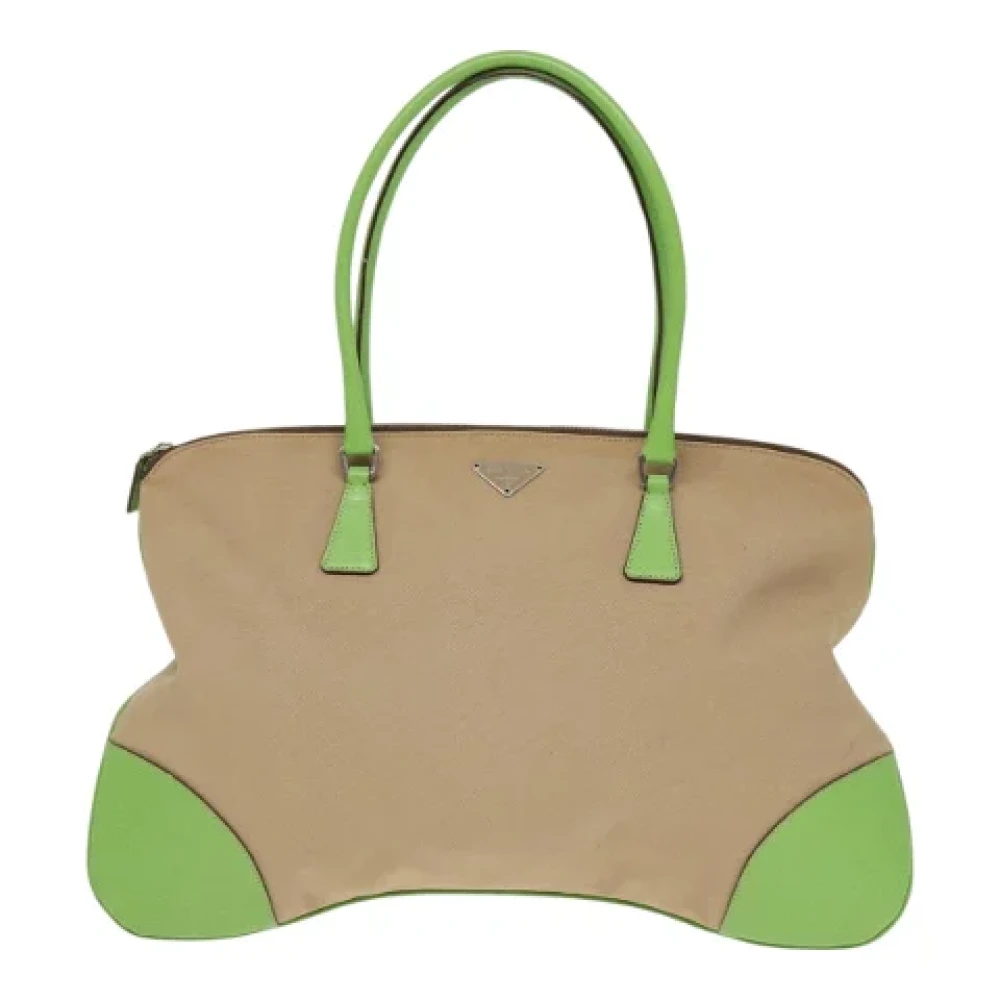 Prada Vintage Pre-owned Canvas prada-bags Beige Dames