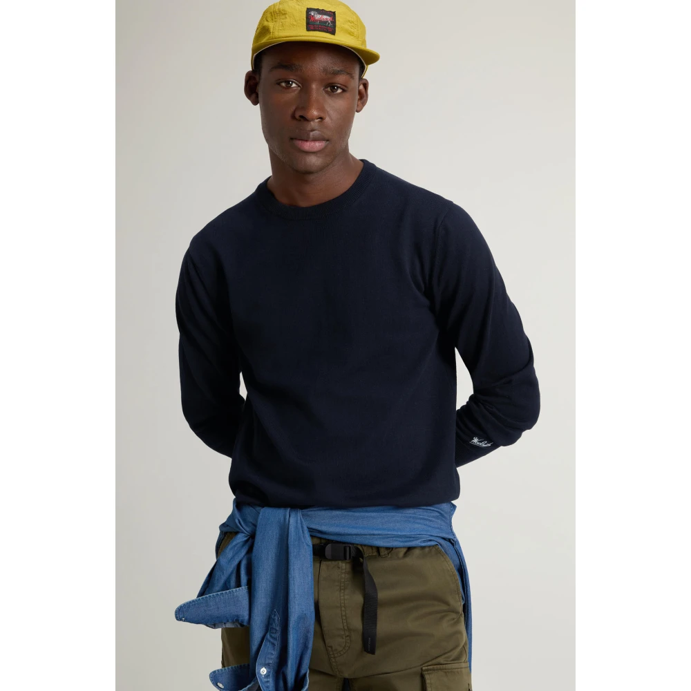 Woolrich Katoenen Crewneck Sweater Blue Heren
