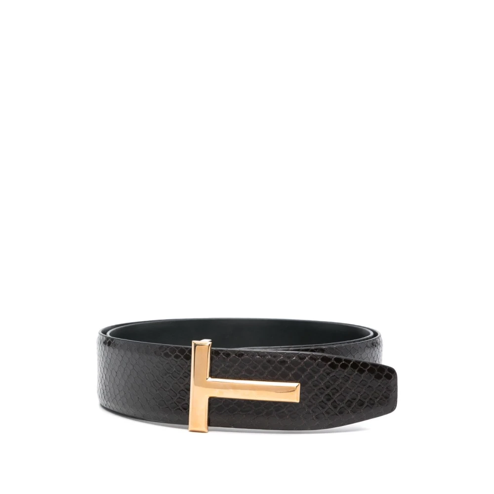 Tom Ford Zwarte Leren Riem Stijlvol Accessoire Black Heren