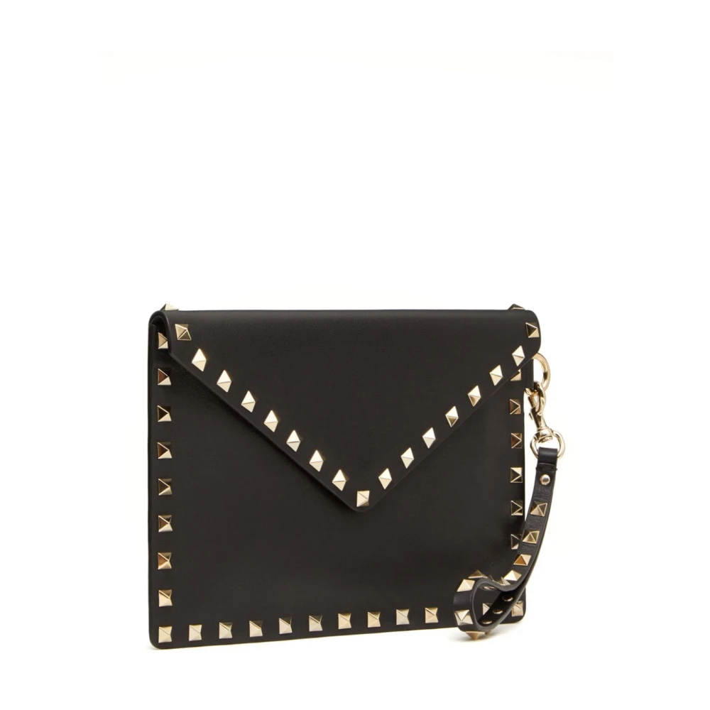 Valentino Garavani Zwarte Leren Studded Pouch Tas Black Dames