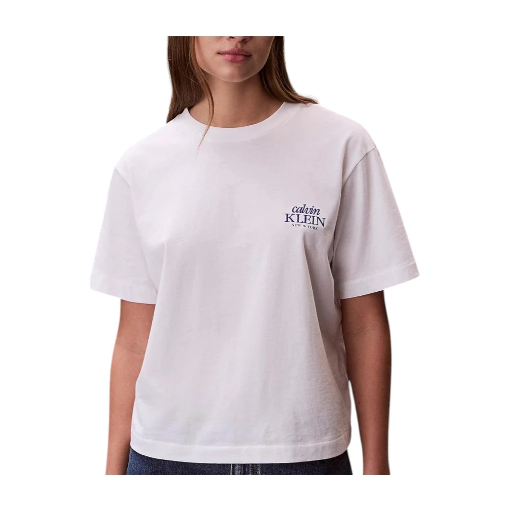 Calvin Klein Women's White T-Shirts, M, Crewneck T-Shirt