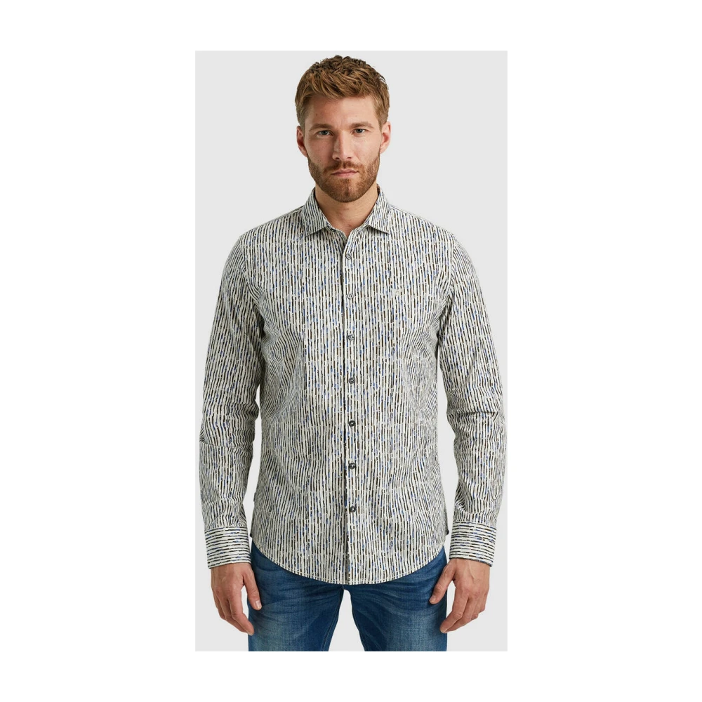 PME Legend Gedrukt lange mouw poplin overhemd Gray Heren