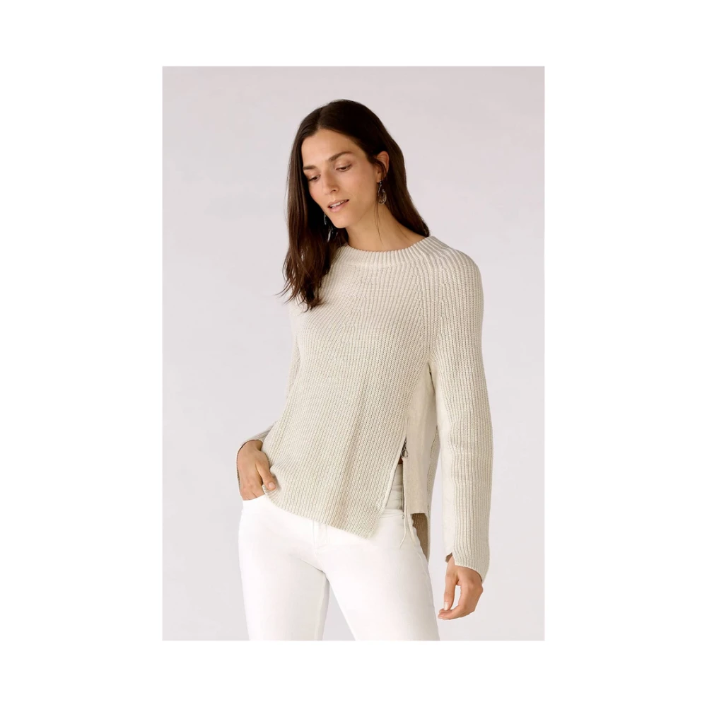 Oui Ritssluiting Pullover Lounge Homewear Beige Dames