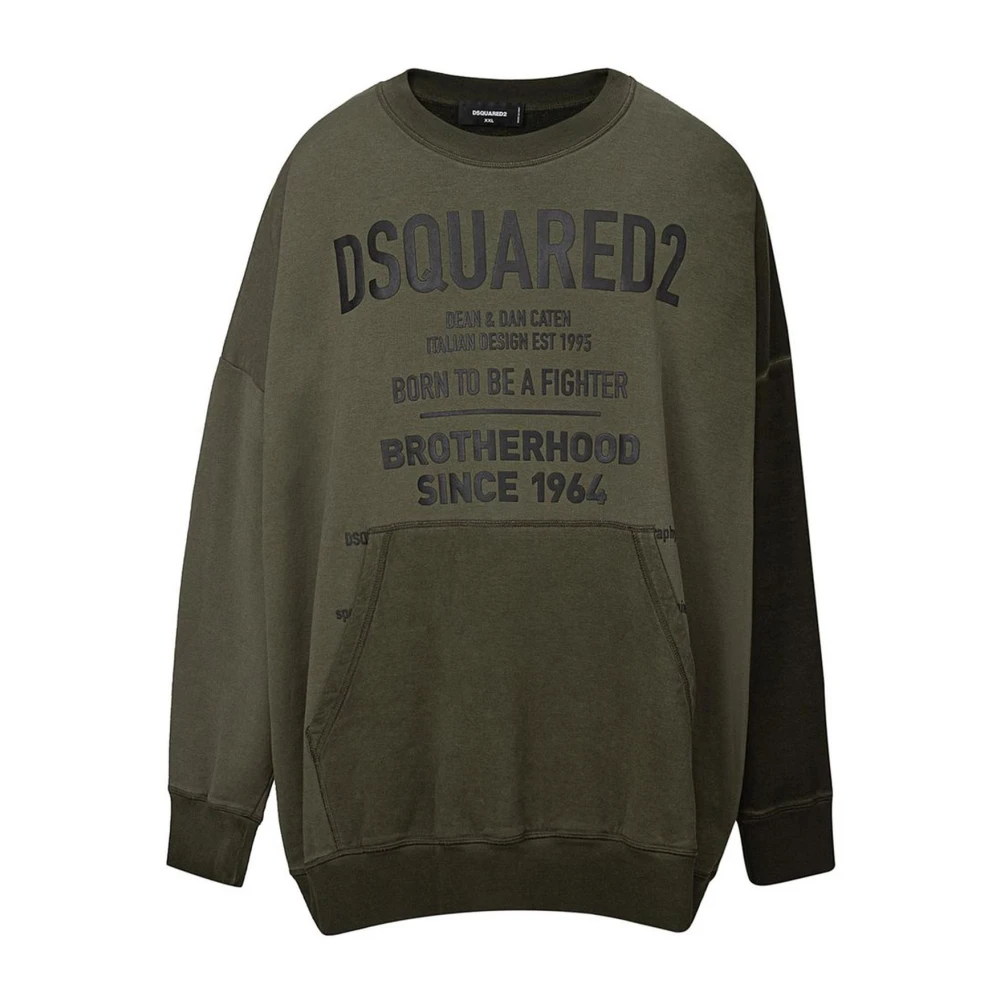 Dsquared2 Men's Green Sweatshirts, 2XL, Cotton Jumper