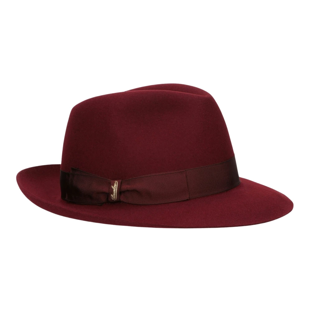 Borsalino Tijdloze vilten hoed met grosgrain lint Red Dames