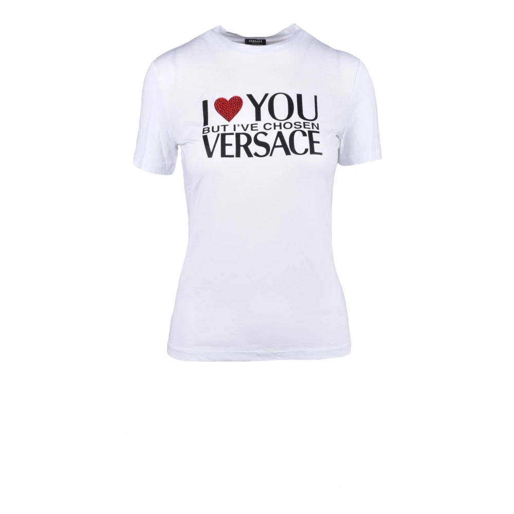 Versace Katoenen T-shirt Collectie White Dames