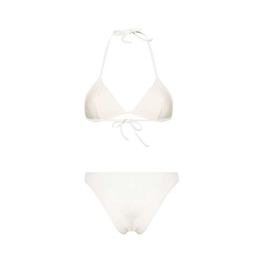 Lido Ivoor Geribbeld Driehoek Bikini Set Beige Dames