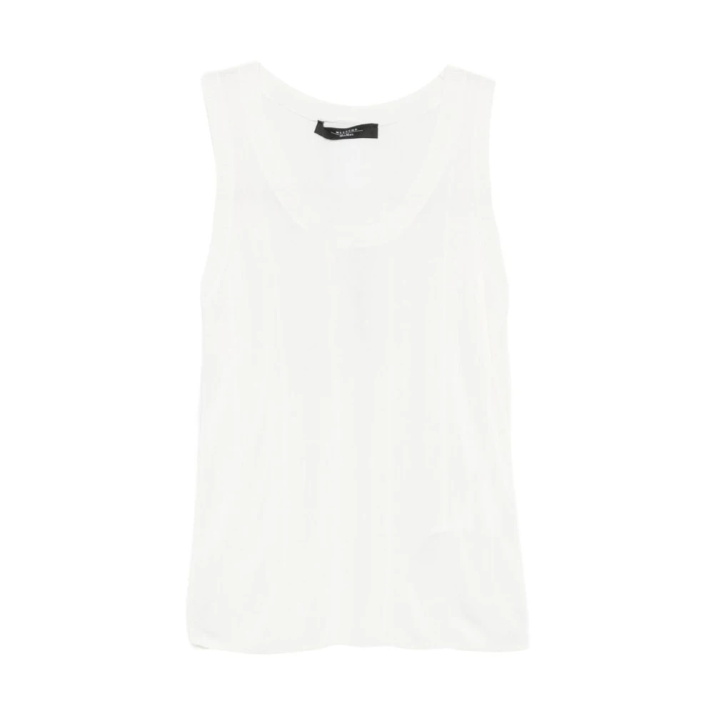 Weekend Max Mara Vrouw Wit Tops Dames, S, Katoen, Top Smanicato Cose