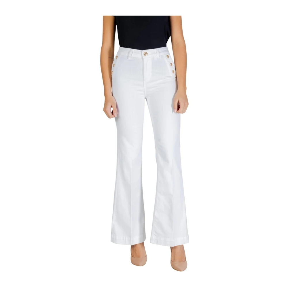 Liu Jo Women's White Zip And Button Front Pocket Trousers