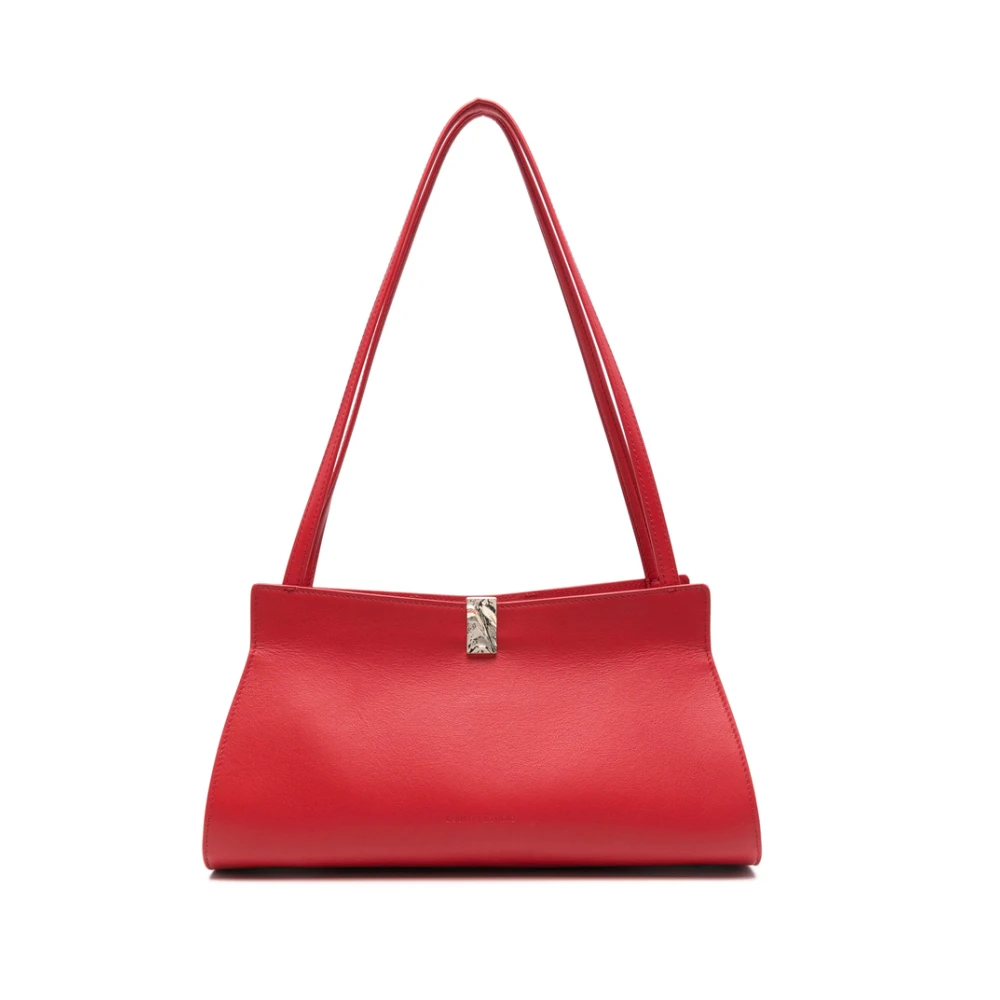 Loulou Studio Zwarte Schoudertas met Magnetische Sluiting Red Dames