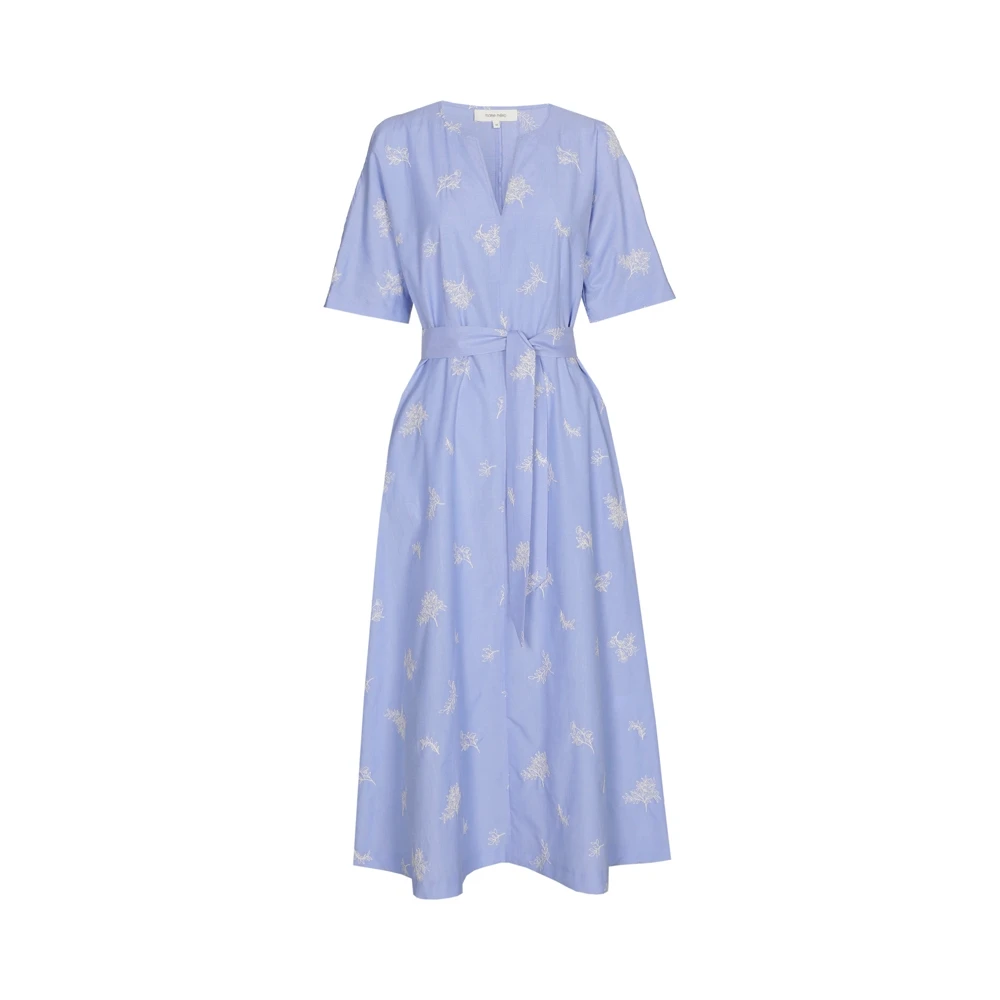 Marie Méro Lavendelblauwe Bloemen Geborduurde Jurk Blue Dames