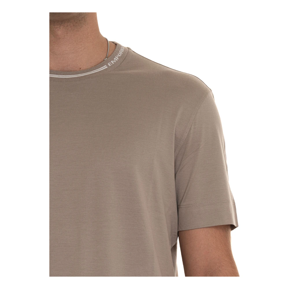 Emporio Armani Casual Katoenen T-shirt Beige Heren