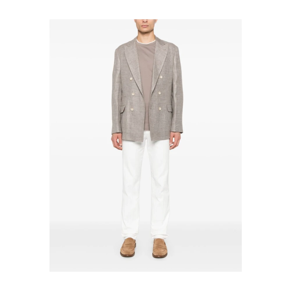 BRUNELLO CUCINELLI Beige Crew Neck Sweater Brown Heren