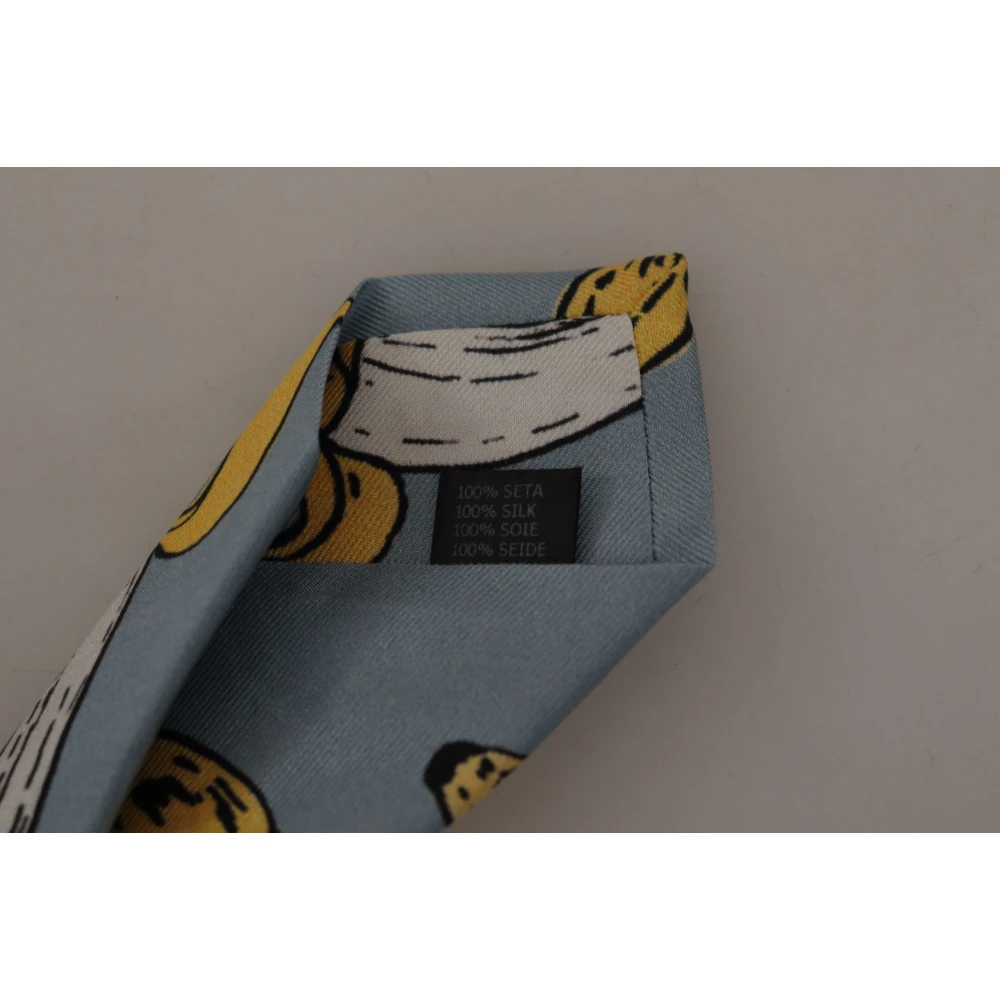 Dolce & Gabbana Blauwe Banaan Print Zijden Stropdas Blue Heren