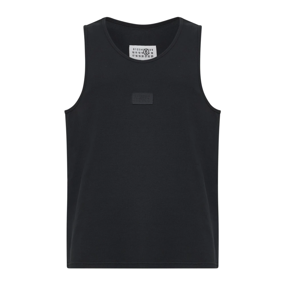 Mm6 Maison Margiela Men's Black Sleeveless Knit Top - Sleeveless Jumpers - M - Knitwear