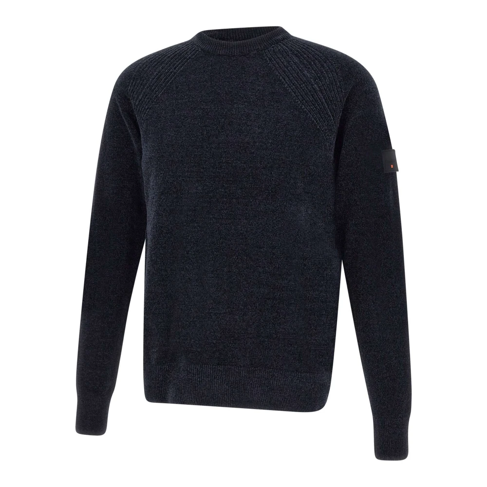Dekker Zachte Chenille Sweater Blauw Ronde Hals Blue Heren