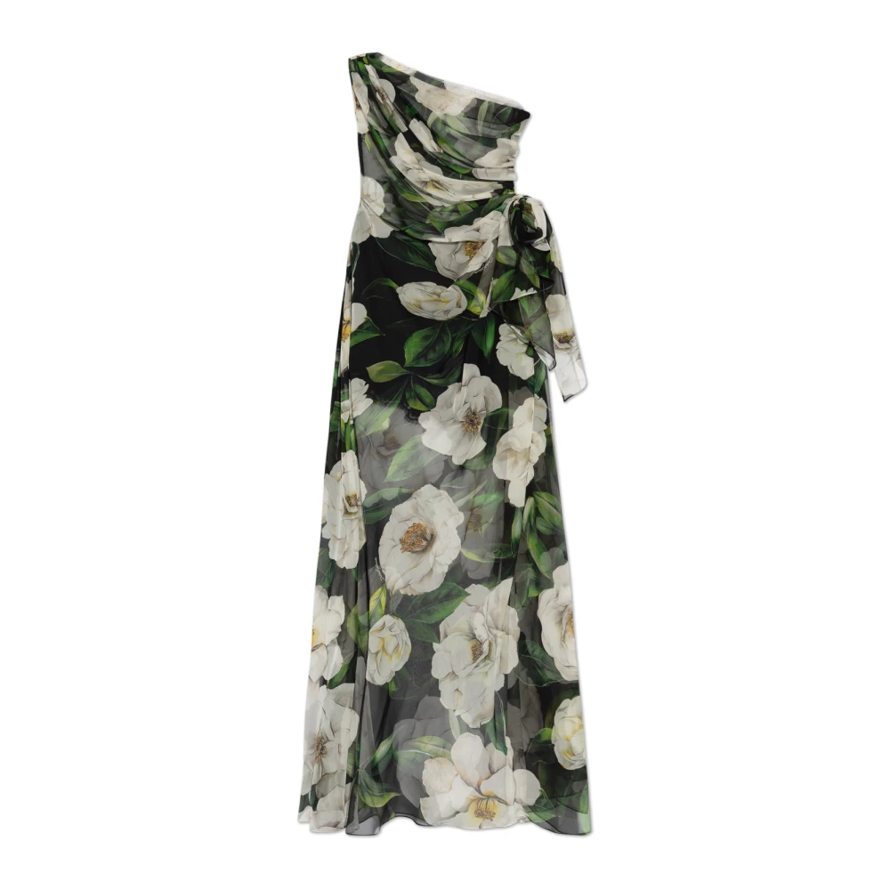 Dolce & Gabbana Zijden jurk met bloemenmotief Multicolor Dames