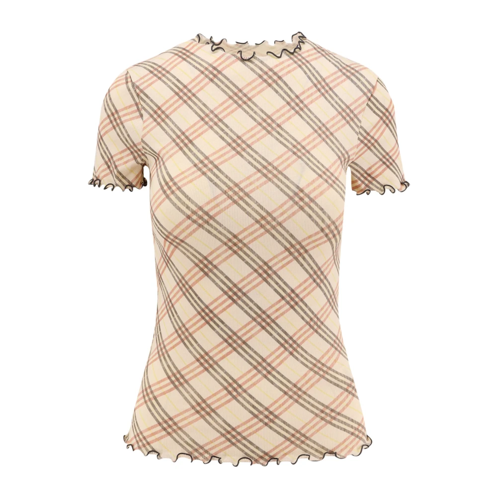 Burberry Crew-neck Bomull T-shirt Slim Fit Beige, Dam