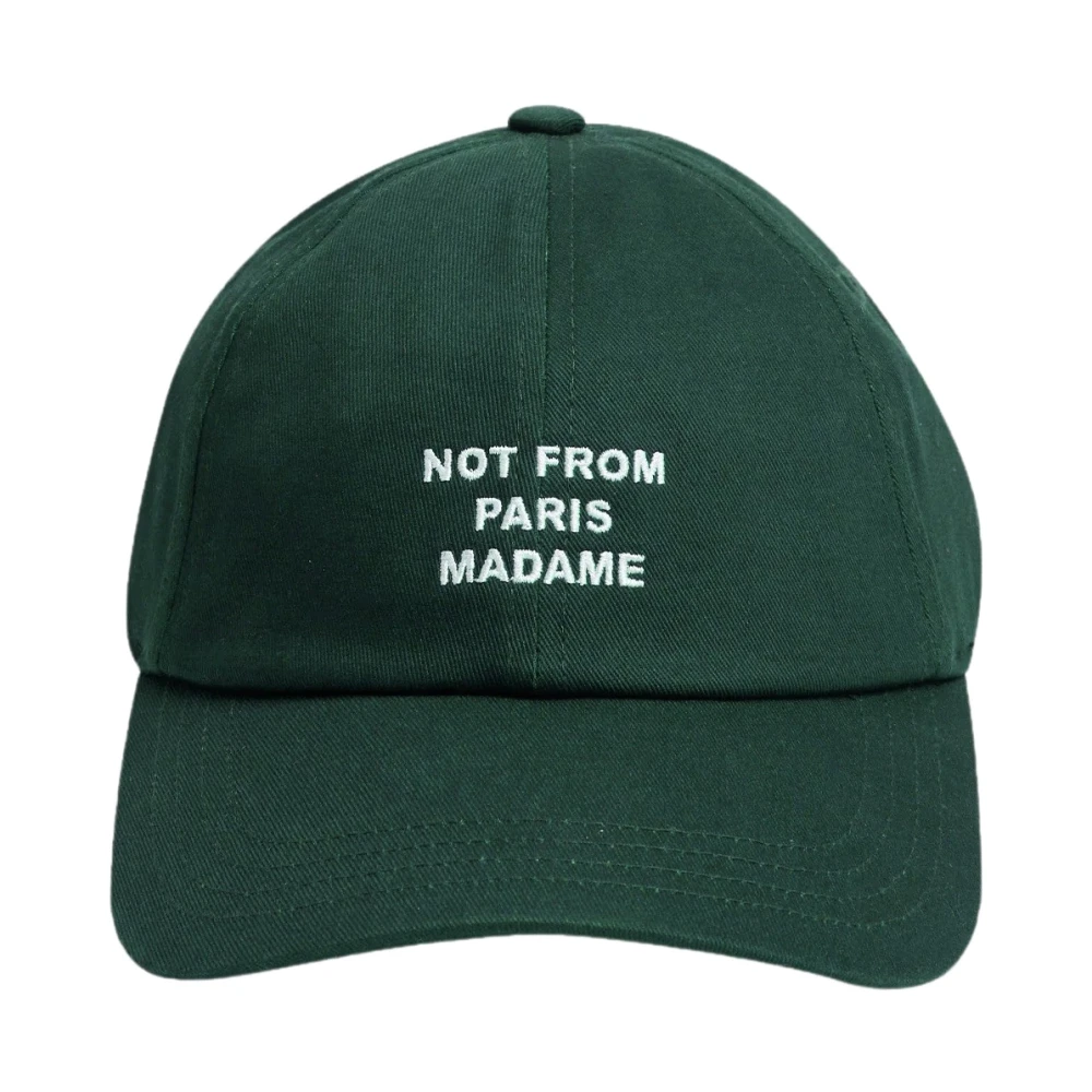 Drole de Monsieur Donkergroene Slogan Pet Stijlvol 6-Panel Green Heren