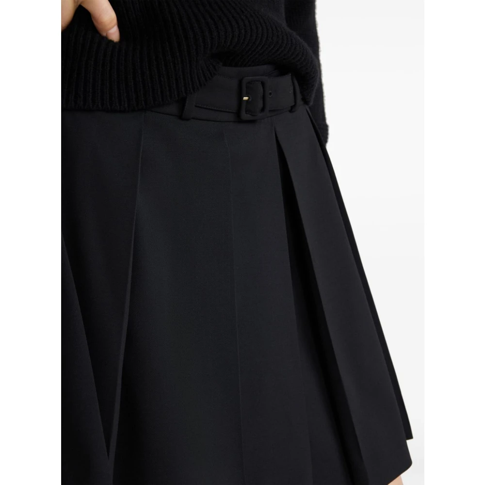 Patou Zwarte Wollen Geplooide Rok Black Dames