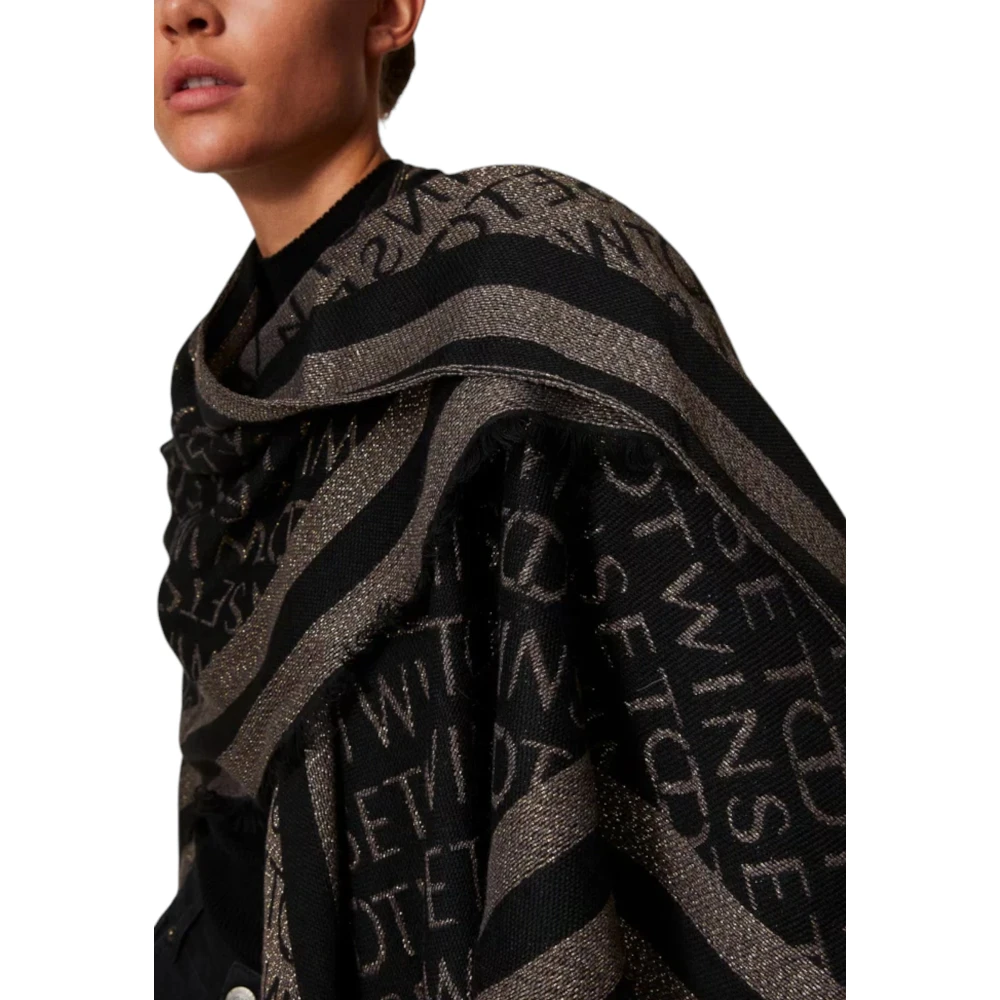 Twinset Stijlvolle Poncho voor Modieuze Looks Black Dames