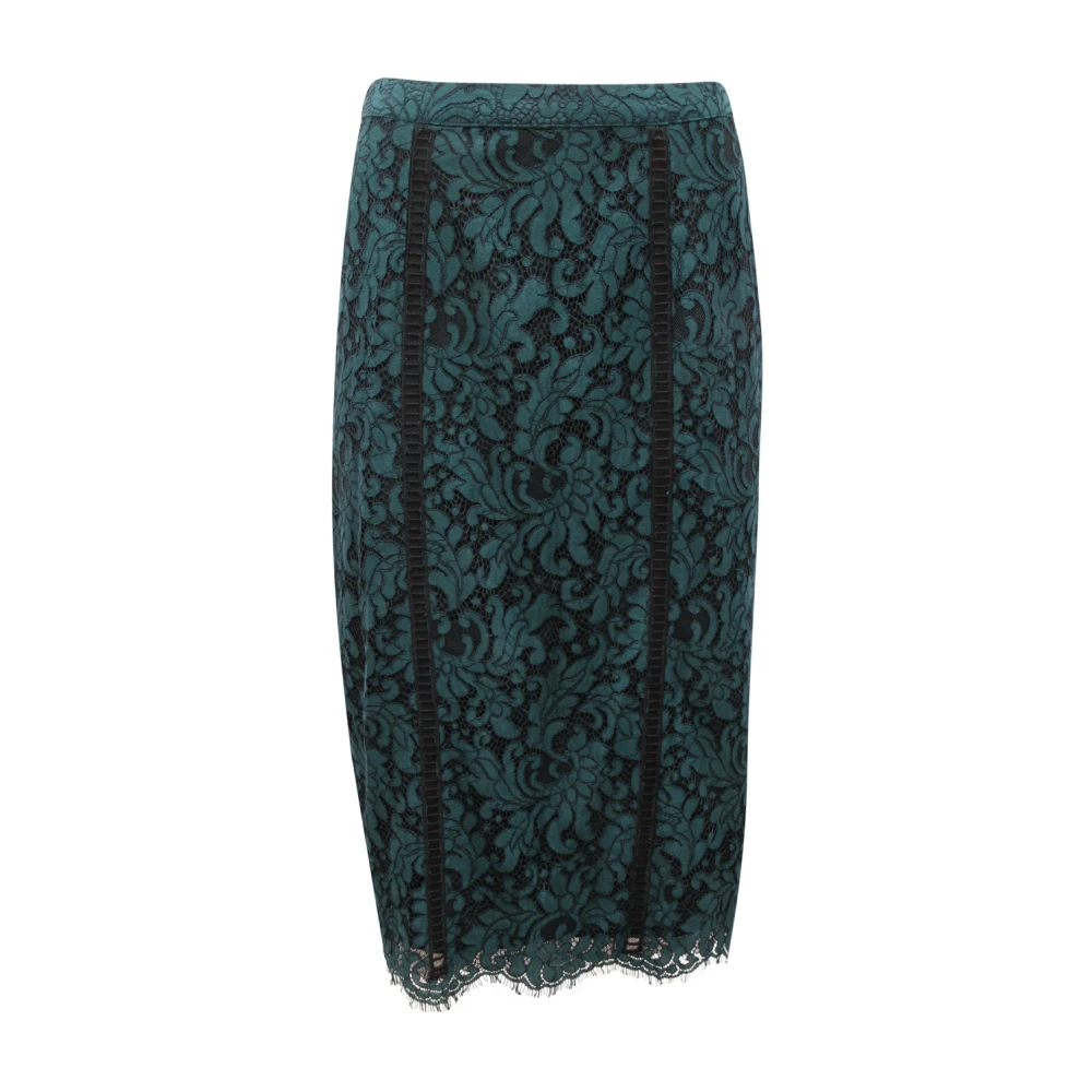 Guess Women's Green Midi Skirts, S, Lace Skirt With Zipper