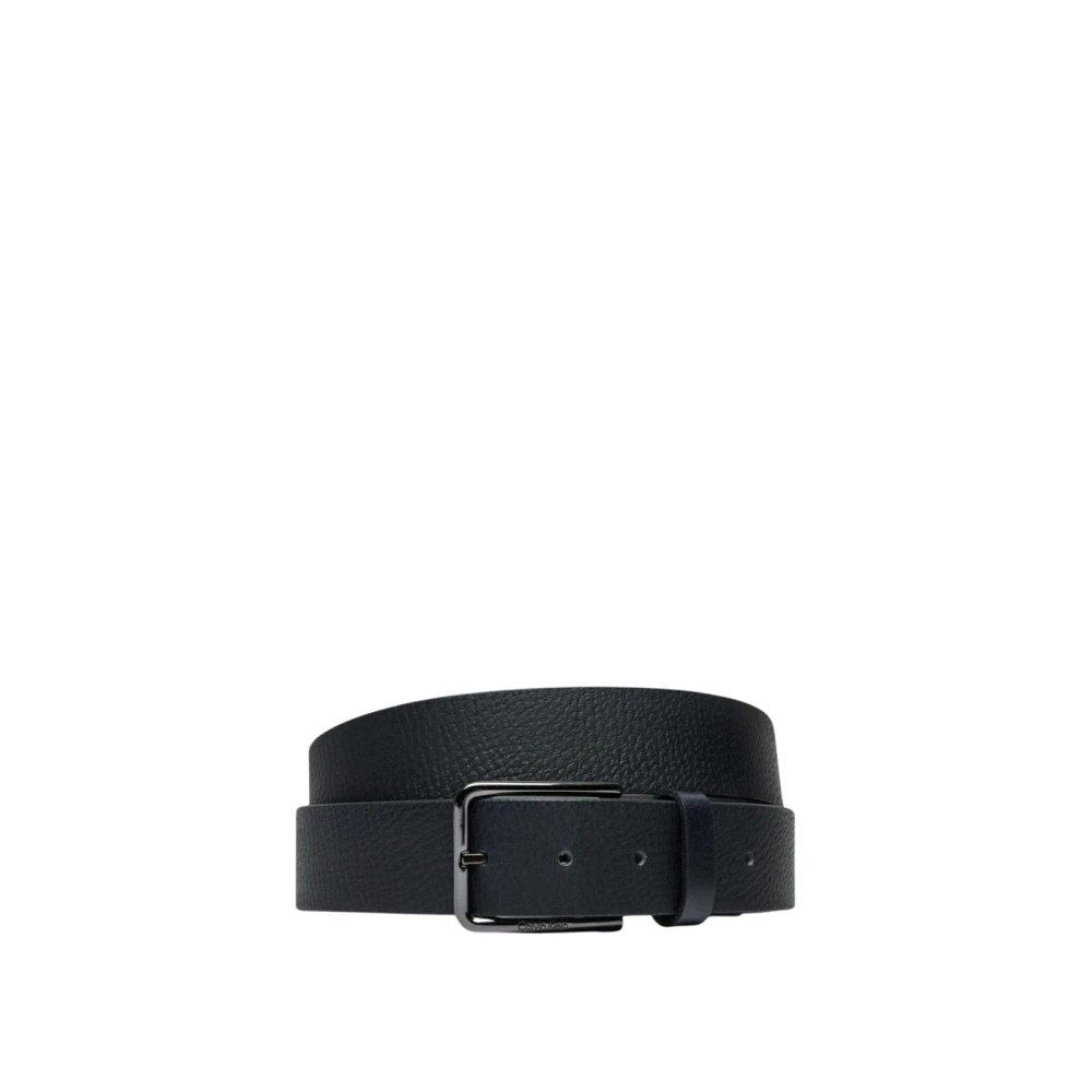 Calvin Klein Men's Black Classic Leather Belt With Buckle Closure