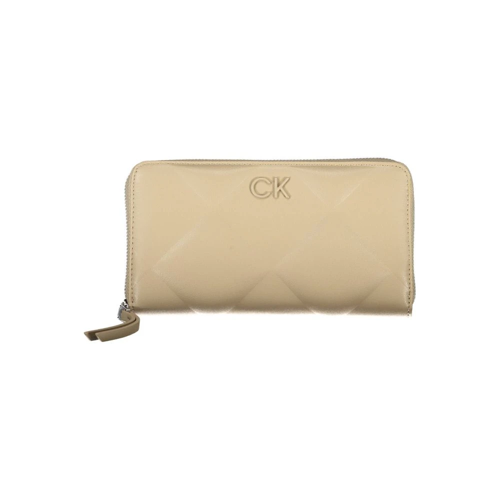 Calvin Klein Women's Beige Elegant Rfid Wallet With Multiple Compartments