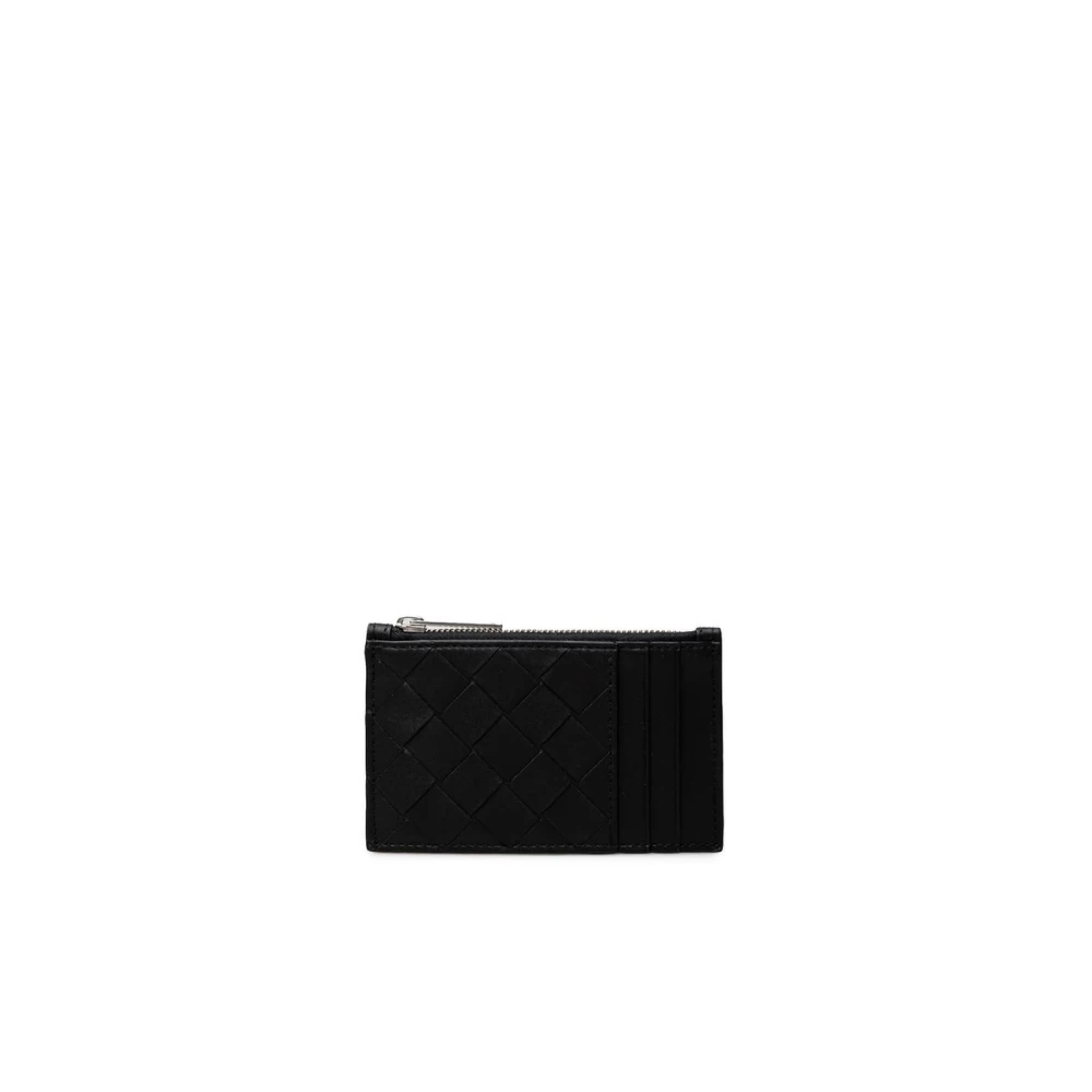 Bottega Veneta Zwarte leren kaarthouderportemonnee Black Heren