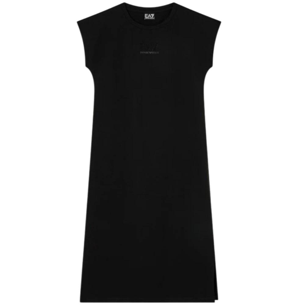 Emporio Armani Ea7 Vrouw Zwart Kleedjes Dames, L, Katoen, Korte Jurken