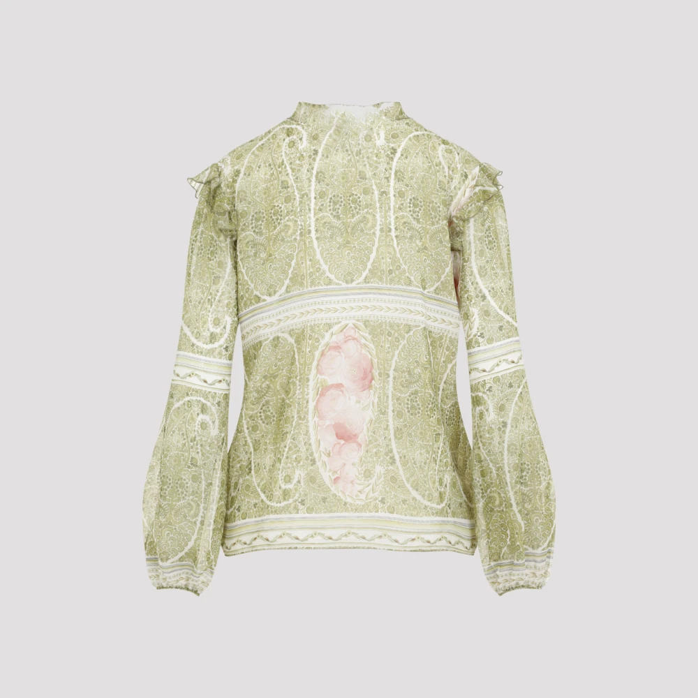 Giambattista Valli Groene Rozenprint Zijden Blouse Multicolor Dames