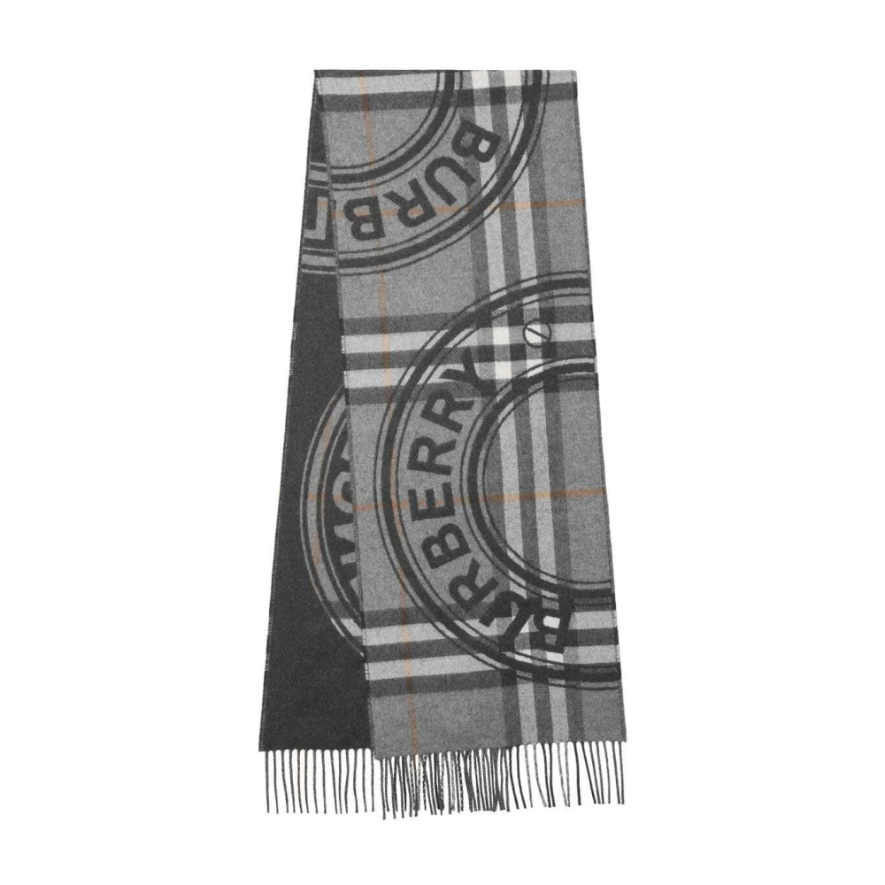 Burberry Designer Cashmere Sjaal met Ruitpatroon Gray Heren