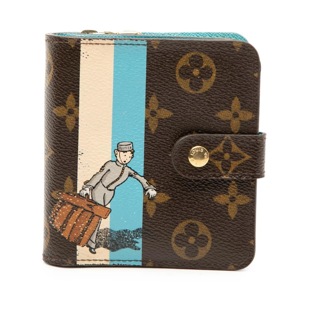 Louis Vuitton Vintage Women's Brown Pre-Owned Printed Compact Wallet