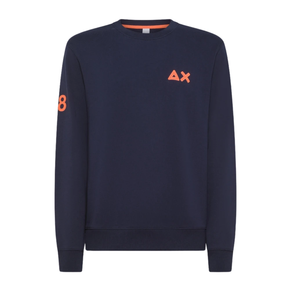 Sun68 Blauwe Sweater met Geborduurde Patches Blue Heren