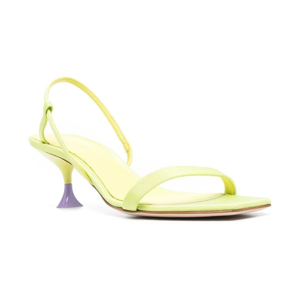 3Juin Zuurgroene sandalen met elastische enkelband en tweekleurige gelakte hak Green Dames