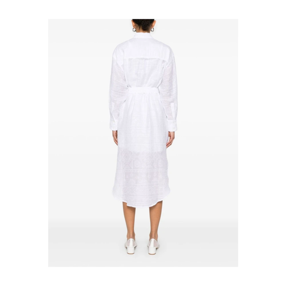 Ermanno Scervino Witte Jurk met Knoopsluiting en Tailleband White Dames