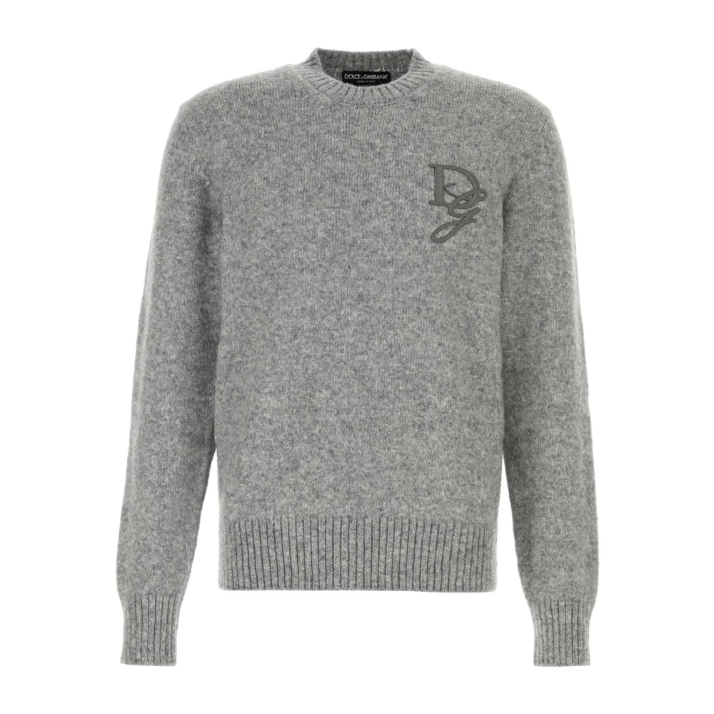 Dolce & Gabbana Grijze Melange Nylon Blend Sweater Gray Heren