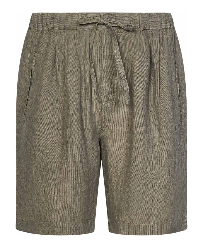 bruine-linnen-elastische-taille-shorts