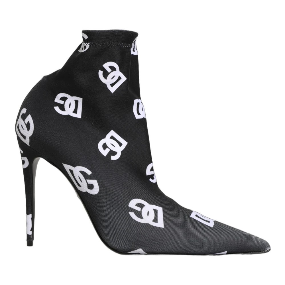 Dolce & Gabbana Women's Black Stretch Mesh Ankle Boots - Heeled Boots - 5 Uk - Shoes