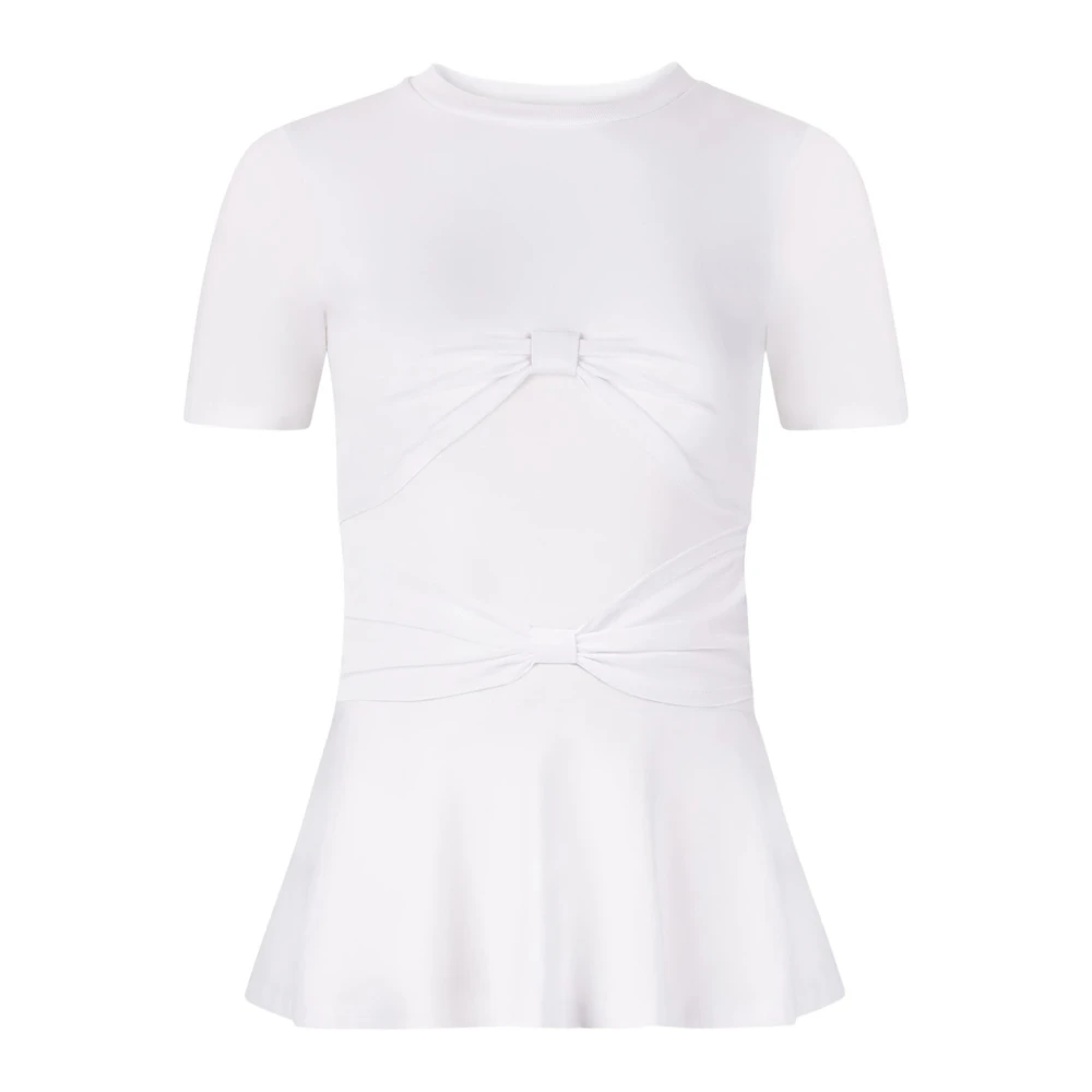 Nina Ricci Witte Peplum T-shirt met Strikdetail White Dames