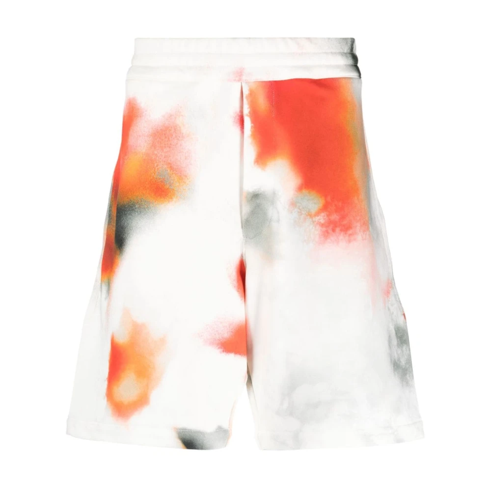 Alexander McQueen Tie-Dye Bomullsshorts med Broderad Logotyp White, Herr