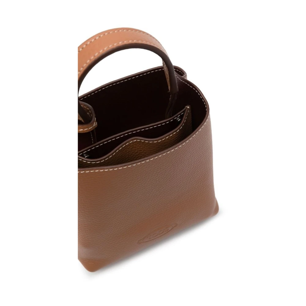 TOD'S Bruine Gehamerde Leren Handtas met Zilveren Hardware Brown Dames