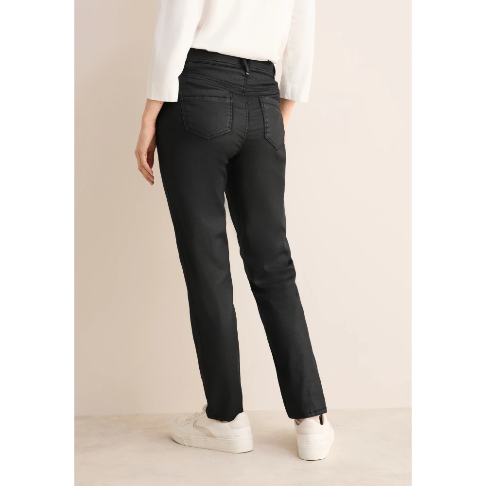 cecil Coated Jeans Casual Fit Slim Legs Black Dames