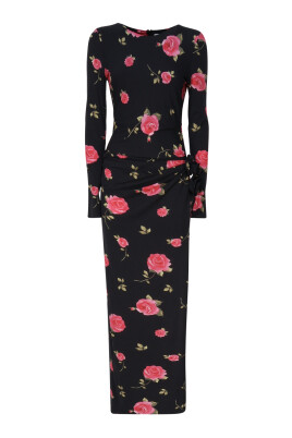 Black rose-appliqu? maxi dress - women - MAGDA BUTRYM 