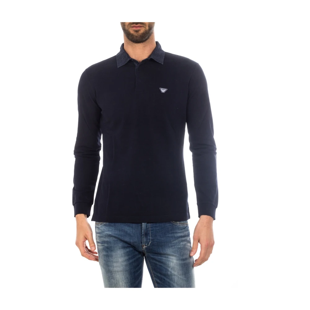 Armani Jeans Men's Blue Polo Shirts, 2XL, Classic Polo Shirts For