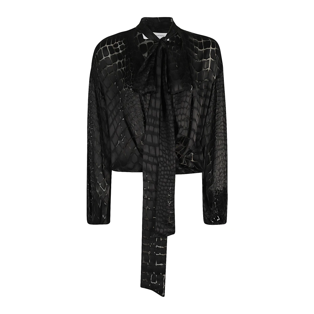 Blumarine Devore Croc Patroon Blouse Black Dames