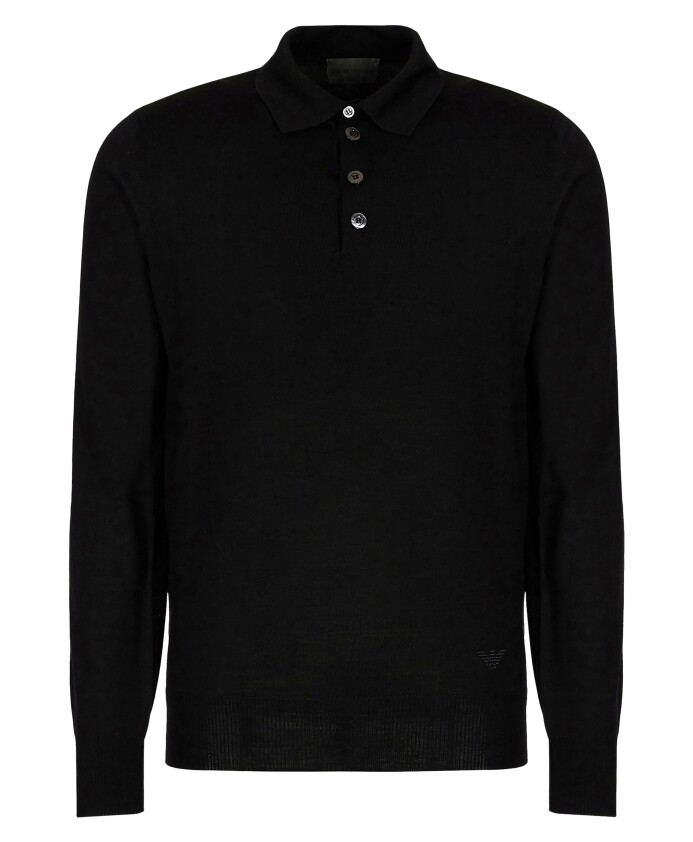 pull-polo-noir-avec-aigle-brode